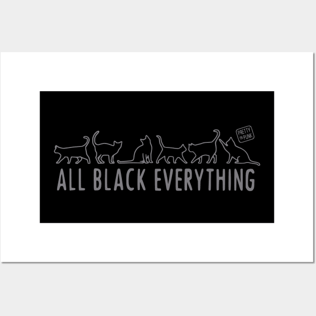 All Black Everything Cats Wall Art by prettyinpunk